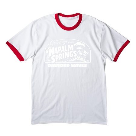 Napalm Springs Tee, a White/ Red Cotton Ringer Tee