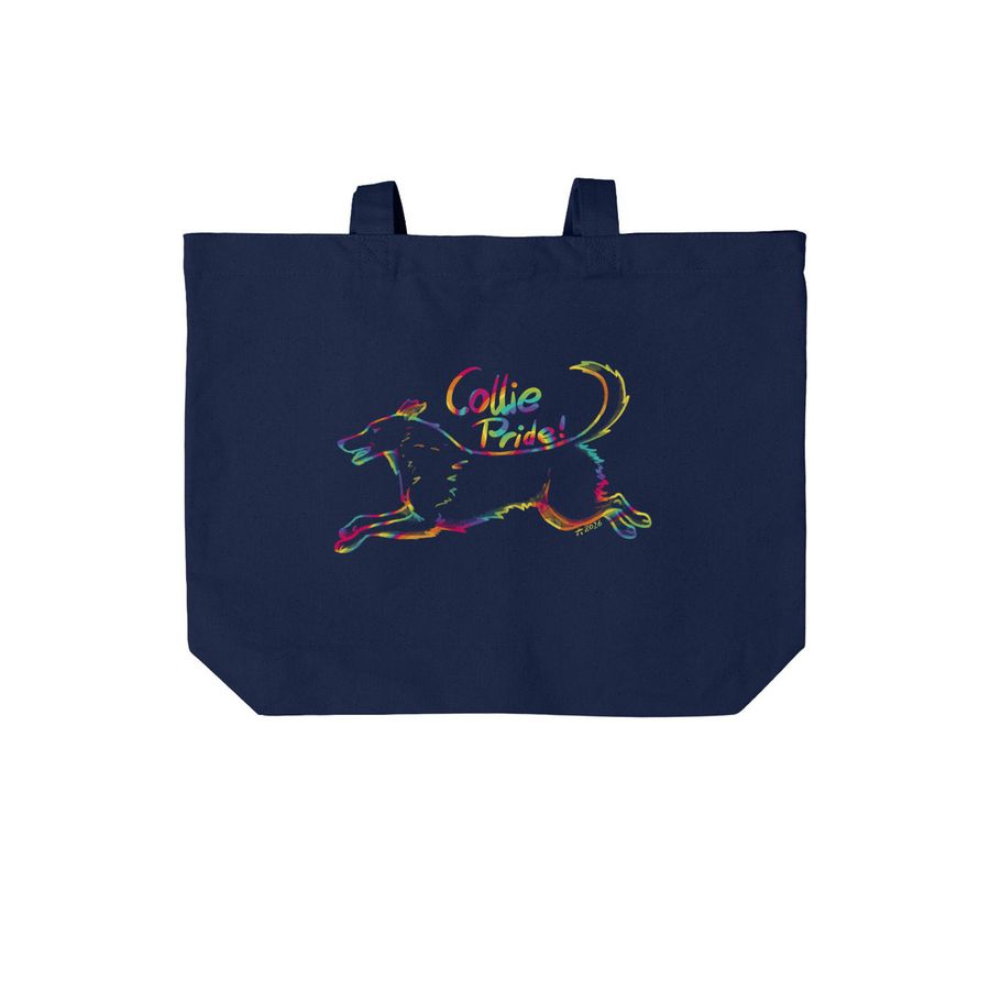 Collie Pride Tote Bags, a River Blue Navy Cotton Canvas Tote Bag