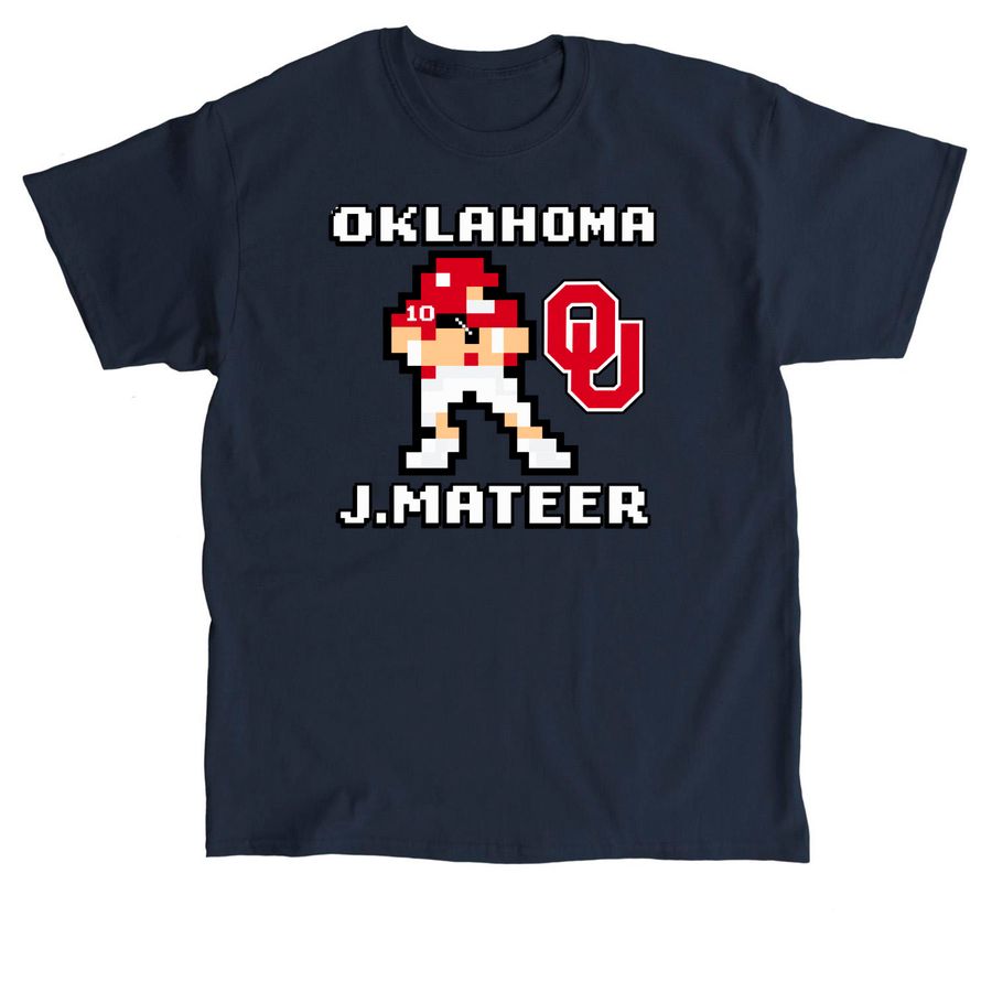Oklahoma Football: John Mateer Retro Baller, a Navy Classic Unisex Tee