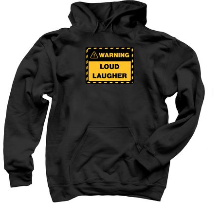 Laughter Warning!, a Black Pullover Hoodie