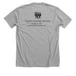 Help Move Our Mission Forward, a Athletic Heather Premium Unisex Tee (back-view)