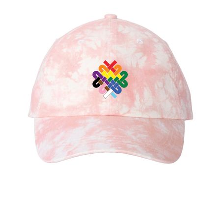 Pride Logo Dad Hat, a Light Pink Printed Tie Dye Baseball Hat