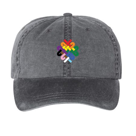 Pride Logo Dad Hat, a Black Printed Pigment Dye Baseball Cap