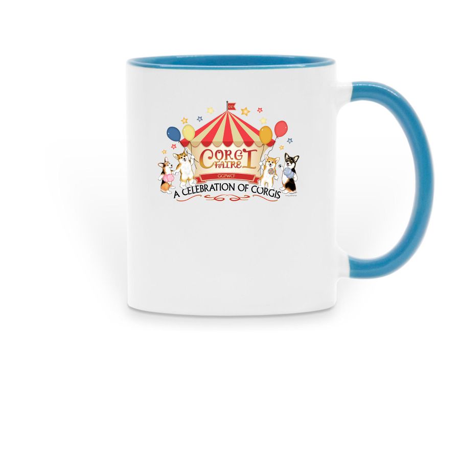 CorgiFaire Mugs, a Light Blue Two-Tone Ceramic Mug
