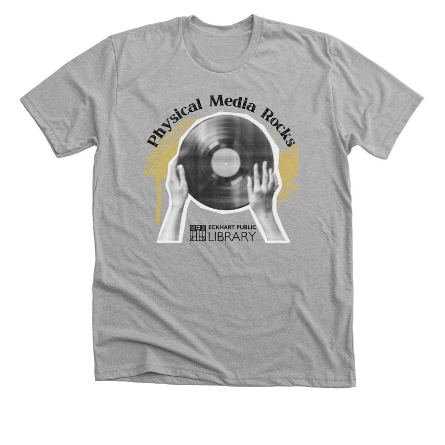Physical Media Rocks, a Athletic Heather Premium Unisex Tee