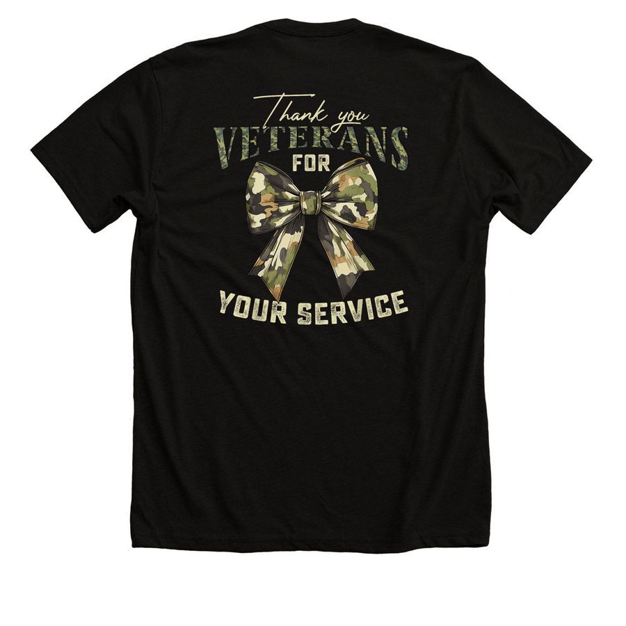 Thank You Veterans, a Solid Black Blend Premium Unisex Tee (back-view)