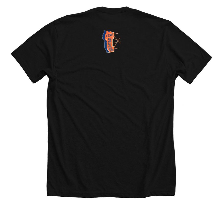 Fire Escape in Space, a Solid Black Blend Premium Unisex Tee (back-view)