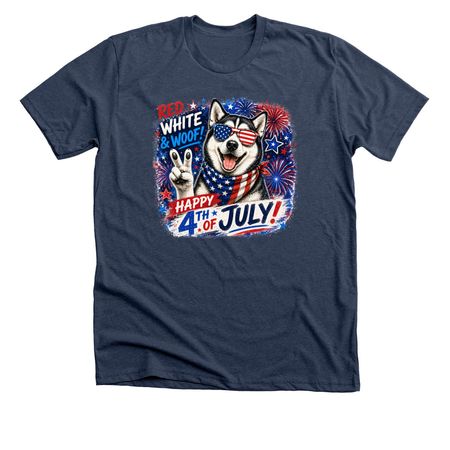 Red, White & Woof, a Heather Navy Premium Unisex Tee