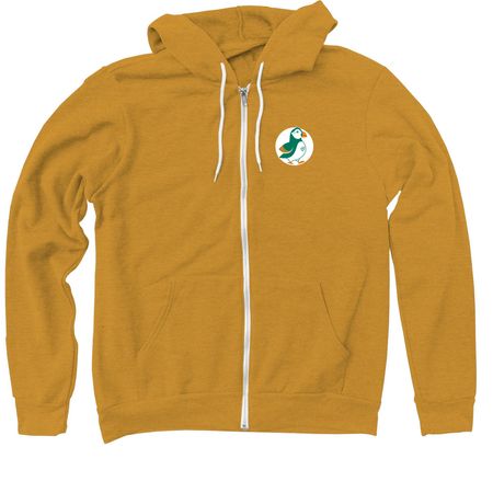 Puffin Rescue Club, a Heather Mustard Zip Up Hoodie