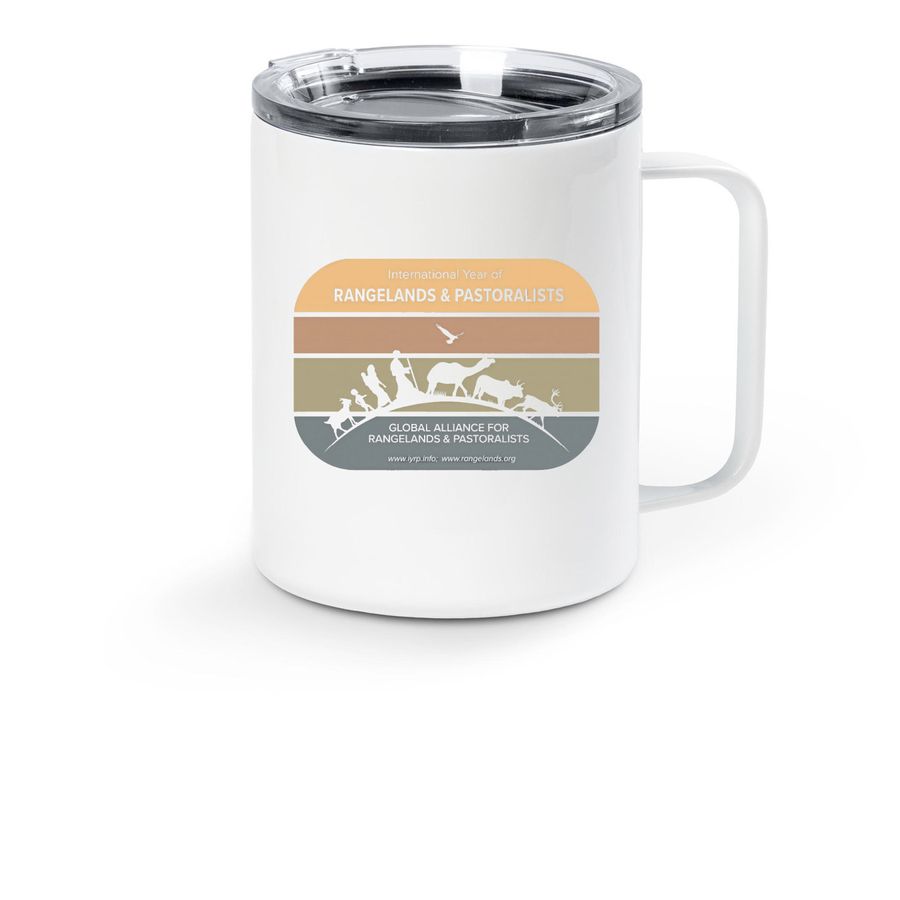 Supporting Rangelands & Pastoralists!, a White Stainless Steel Travel Mug