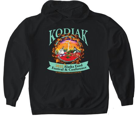 2025 Food Festival & Conference-Dark Colors, a Black Gildan Softstyle Pullover Hoodie