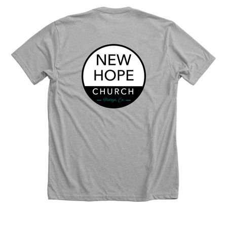 White cross, round logo back, a Athletic Heather Premium Unisex Tee (back-view)