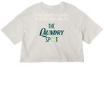 Laundry Spot Cropped Tee, a Vintage White Women?s Cropped Cotton Tee (back-view)