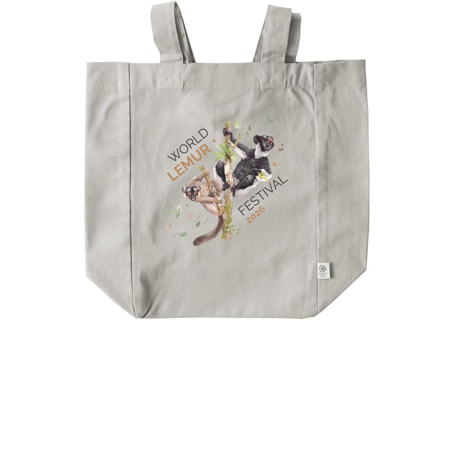 2026 World Lemur Festival Tote Bags, a Natural Recycled Cotton Tote Bag