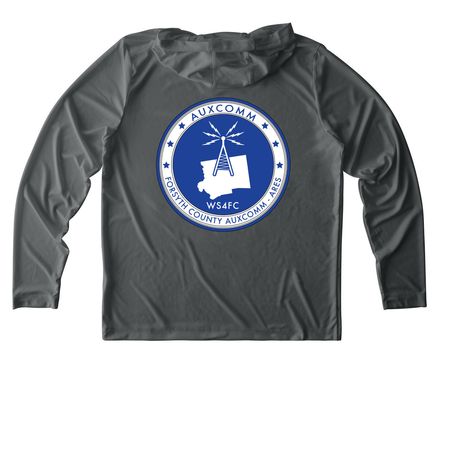 UV Long Sleeve Hoodie, a Dark Smoke Grey UV Performance Long Sleeve Hoodie (back-view)