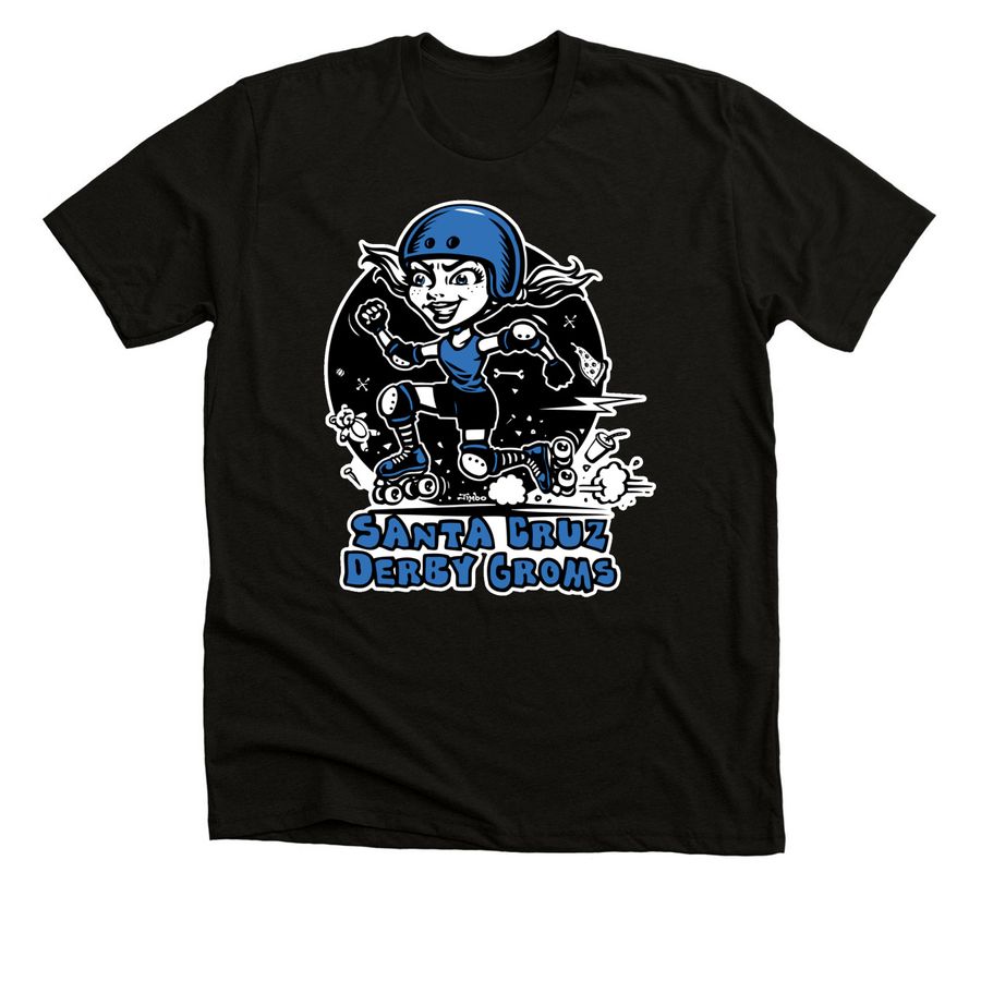 Santa Cruz Derby Groms - Tees, a Solid Black Blend Premium Unisex Tee