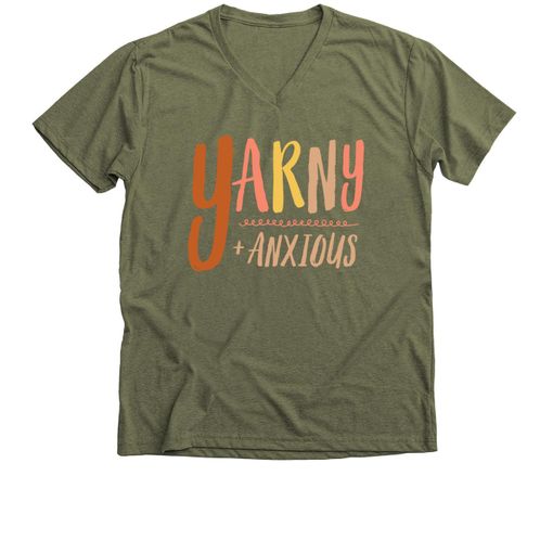 Yarny + Anxious Military Green V-Neck Unisex Tee