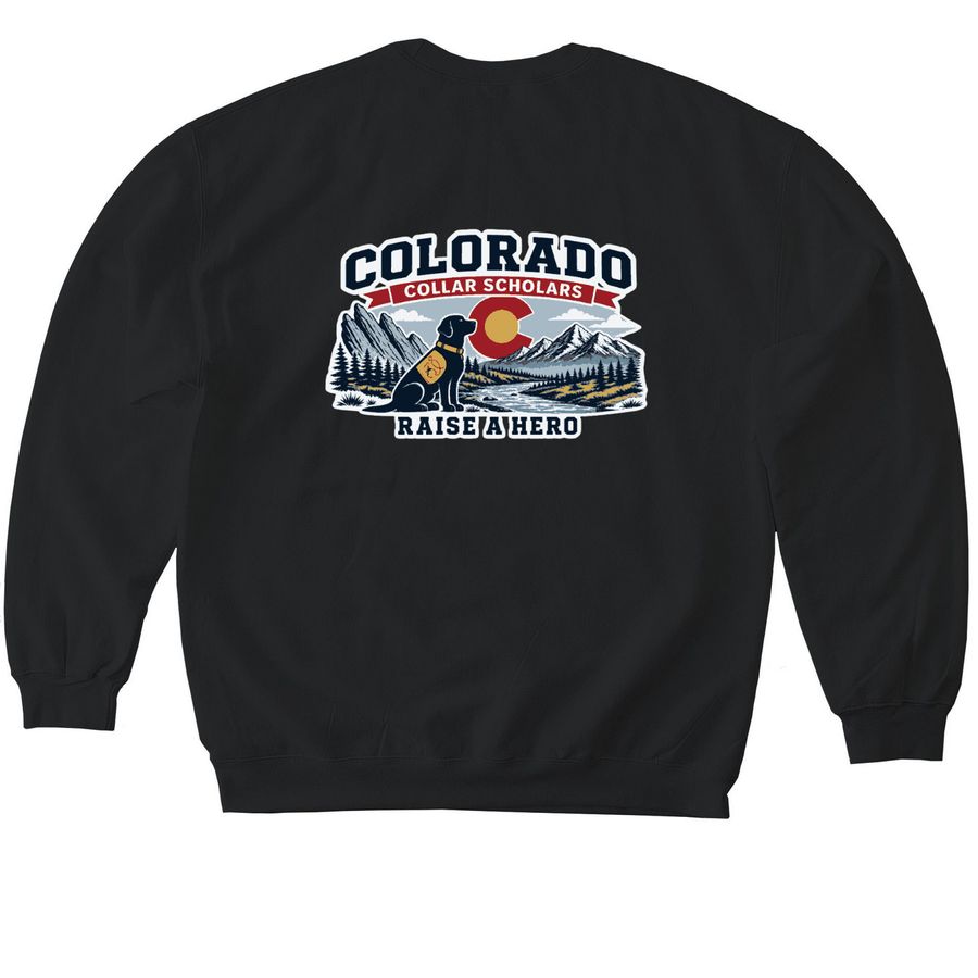Colorado Collar Scholars, a Black Softstyle Crewneck Sweatshirt (back-view)