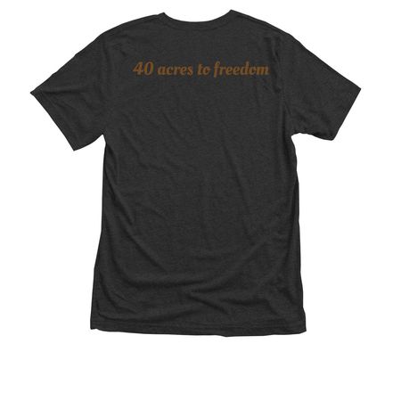 OG logo + 40 acres to freedom, a Vintage Black Triblend Unisex Tee (back-view)