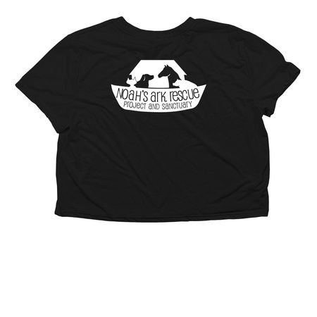 Namaste, a Black Women?s Flowy Cropped Tee (back-view)