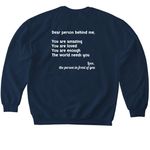 2026 Boogie tee&nbsp;, a Navy Softstyle Crewneck Sweatshirt (back-view)