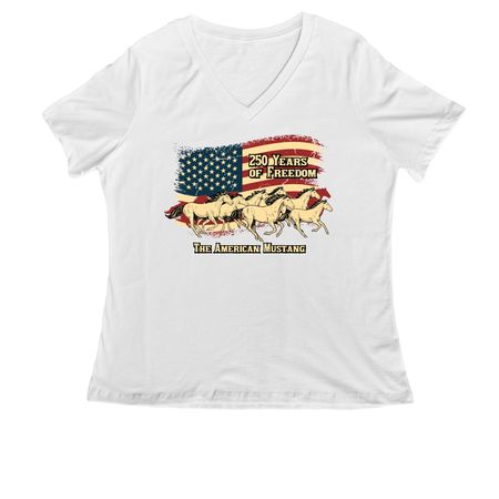 250 Years of Freedom (Light Colors), a White Women's Relaxed V-Neck Tee