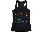 DS ACT Step Up For Down Syndrome, a Black Women's Racerback (back-view)