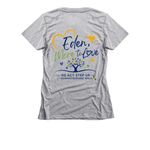 DS ACT Step Up For Down Syndrome, a Dark Heather Grey Women's Slim Fit Tee (back-view)