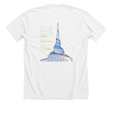 Temple, a Solid White Blend Premium Unisex Tee (back-view)