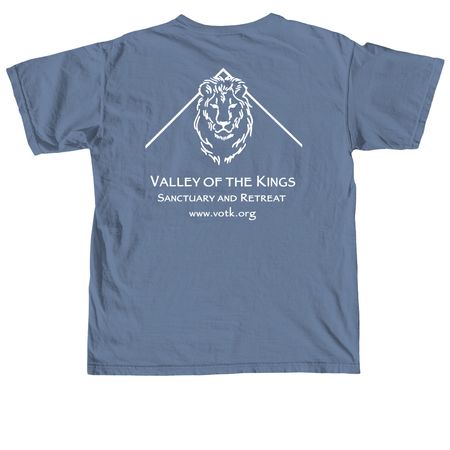 Peace Love Farm Family, a Blue Jean Comfort Colors Unisex Tee (back-view)