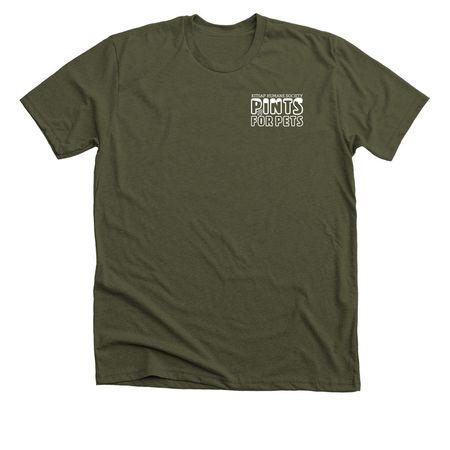 Hold My Drink, I Gotta Pet This Dog, a Heather Military Green Premium Unisex Tee (back-view)