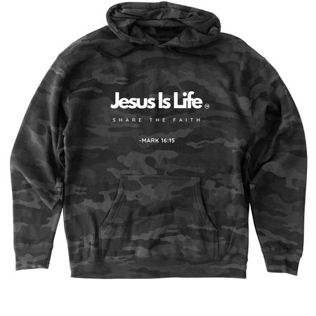 Wear The Faith Sweatshirts., a Black Camo Heavyweight Camo Pullover Hoodie
