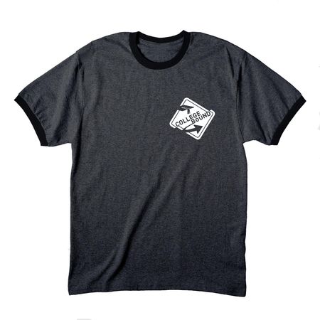 College Bound T-Shirts and Sweatshirts, a Dark Heather Grey/ Jet Black Cotton Ringer Tee