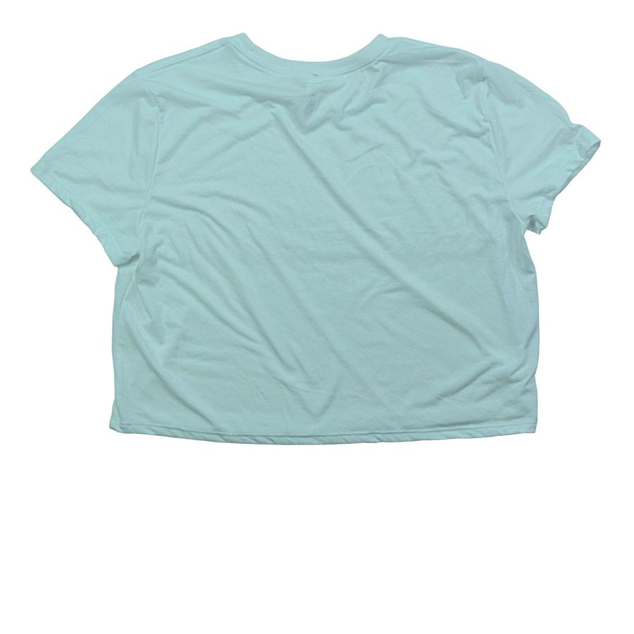 Spread your Wings - Tanks & Cropped Tees, a Dusty Blue Women?s Flowy Cropped Tee (back-view)