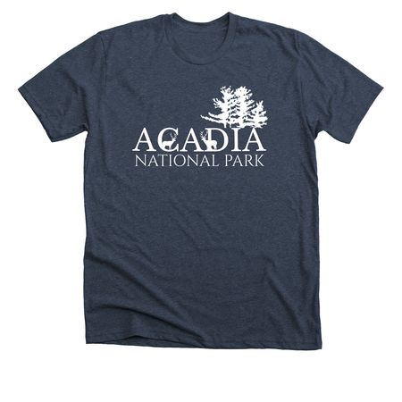 Acadia National Park, a Heather Midnight Navy Premium Unisex Tee