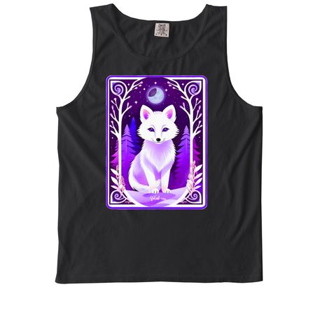 Little Snow Fox, a Black Comfort Colors Tank Top