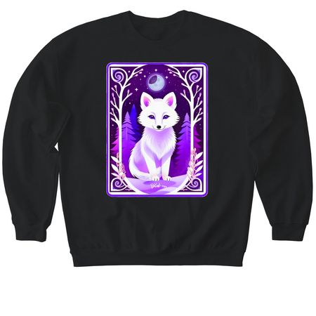 Little Snow Fox, a Black Softstyle Crewneck Sweatshirt