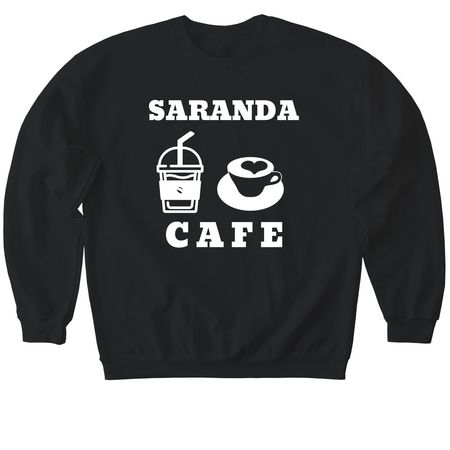 Saranda Cafe, a Black Softstyle Crewneck Sweatshirt