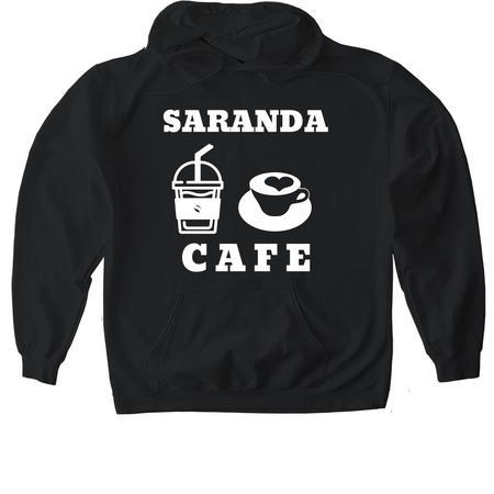 Saranda Cafe, a Black Gildan Softstyle Pullover Hoodie