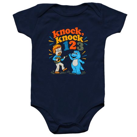 Infant Dino and Rabbi G, a Navy Infant Onesie