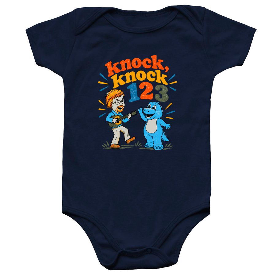 Infant Dino and Rabbi G, a Navy Infant Onesie