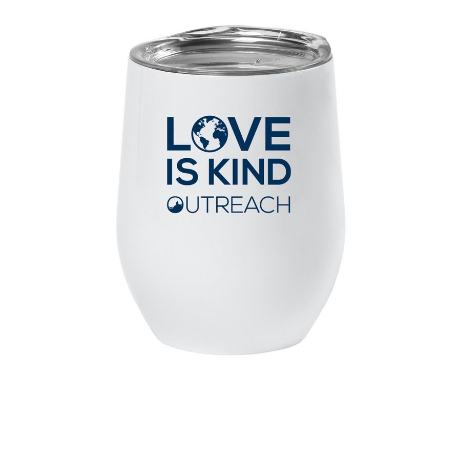 LOVE IS KIND, a White Insulated Wine Cup