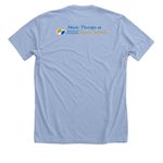 MCMS Music Therapy: More Music Please, a Heather Baby Blue Premium Unisex Tee (back-view)