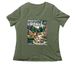 Foxtales Wildlife Rehab, a Military Green Women's Relaxed V-Neck Tee