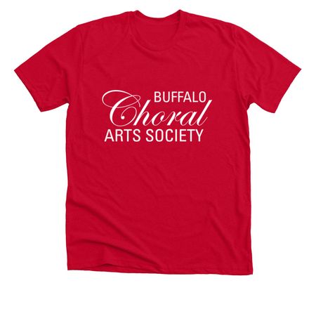 Any Color Tee with White BCAS Logo, a Solid Red Blend Premium Unisex Tee