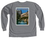 Upstream RMNP, a Granite Comfort Colors Long Sleeve Tee (back-view)