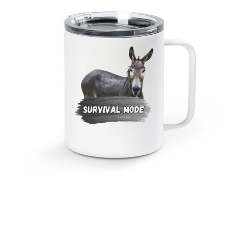 Survival Mode Official Logo Travel Mug, a White Stainless Steel Travel Mug