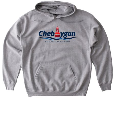 Cheboygan - Water Rises, We Rise Higher, a Sport Grey Gildan Softstyle Pullover Hoodie