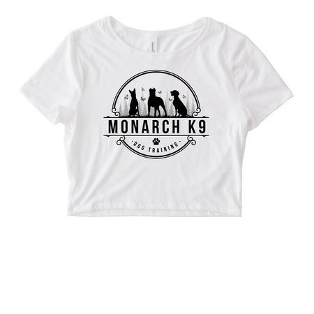 Monarch K9 Spring, a White Women's Fitted Cropped Tee