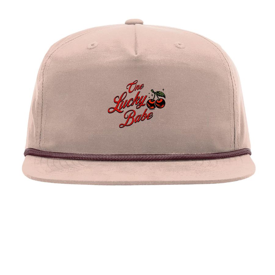 The Lucky Babe Hat ?, a Pale Peach/ Maroon Printed Umpqua Snapback Cap